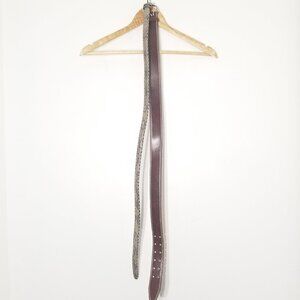 Le Chateau | Belts Set of 2 Brown Leather and Snakeskin Thick Stitch S